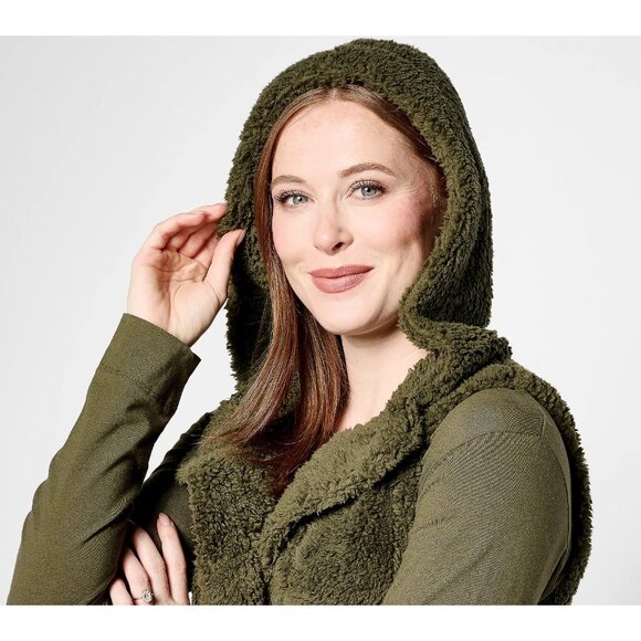 Koolaburra by UGG Brushed Back Sherpa Cozy Vest Olive Night Large A625572 - Picture 3 of 3